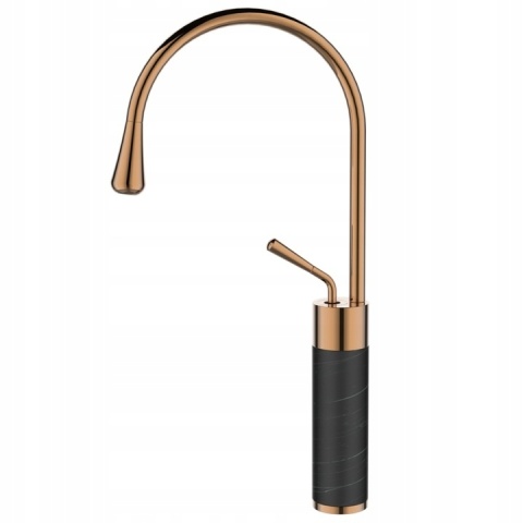 INVENA GABRO BU-33-W14 - BATERIA UMYWALKOWA WYSOKA Z RUCHOMĄ WYLEWKĄ MIEDZIANA CZARNA