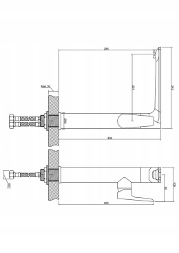 INVENA DOKOS BU-19-WB1 - BATERIA UMYWALKOWA WYSOKA Z RUCHOMĄ WYLEWKĄ CHROM