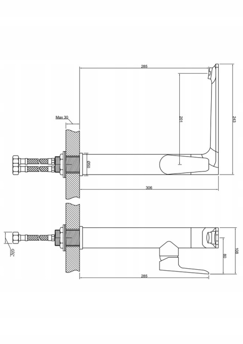 INVENA DOKOS BU-19-WB1 - BATERIA UMYWALKOWA WYSOKA Z RUCHOMĄ WYLEWKĄ CHROM