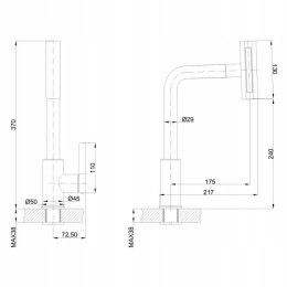 INVENA NELIA BZ-34-001 - BATERIA KUCHENNA Z WYCIĄGANĄ WYLEWKĄ 4-FUNKCYJNA CHROM