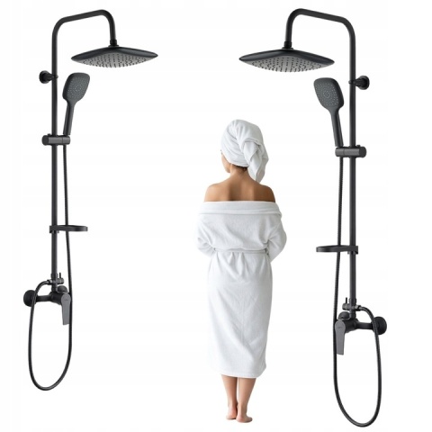 KUCHINOX FIONA PKF 70KB - KOLUMNA PRYSZNICOWA Z BATERIĄ I MYDELNICZKĄ CZARNA ZESTAW