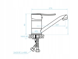 KUCHINOX MADERA BQM 726D - BATERIA UMYWALKOWA STOJĄCA Z RUCHOMĄ WYLEWKĄ CZARNA