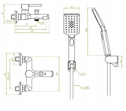 LAVEO ALITA BVA 711D - BATERIA WANNOWA Z ZESTAWEM PRYSZNICOWYM CZARNA