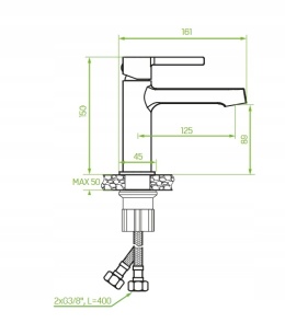 LAVEO ALITA BVA 022D - BATERIA UMYWALKOWA STOJĄCA NISKA Z KORKIEM KLIK KLAK CHROM