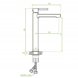 LAVEO ALITA BVA 72ND - BATERIA UMYWALKOWA NABLATOWA WYSOKA Z KORKIEM KLIK KLAK CZARNA