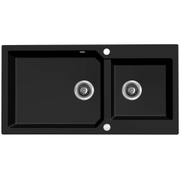 LAVEO MILOS SPM B209 - ZLEWOZMYWAK GRANITOWY 2-KOMOROWY 98X50 CM CZARNY MONOKOLOR