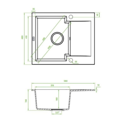 LAVEO CHICHI SBH 413Y - ZLEWOZMYWAK GRANITOWY 1-KOMOROWY Z OCIEKACZEM 48X58 CM BEŻOWY