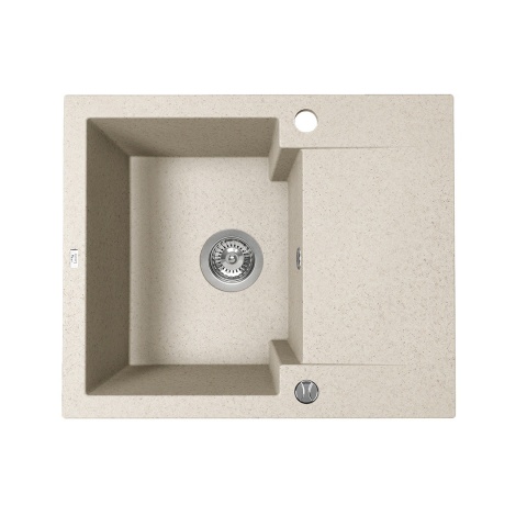 LAVEO CHICHI SBH 413Y - ZLEWOZMYWAK GRANITOWY 1-KOMOROWY Z OCIEKACZEM 48X58 CM BEŻOWY