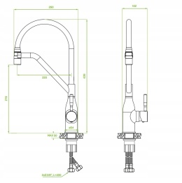 LAVEO COLINA BCO B78D - BATERIA ZLEWOZMYWAKOWA STOJACA Z WYLEWKĄ NA MAGNES 2-FUNKCYJNA CZARNA