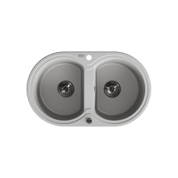 LAVEO DAFNE SBD 520T - ZLEWOZMYWAK GRANITOWY 2-KOMOROWY OKRĄGŁU 78X47 CM SZARY