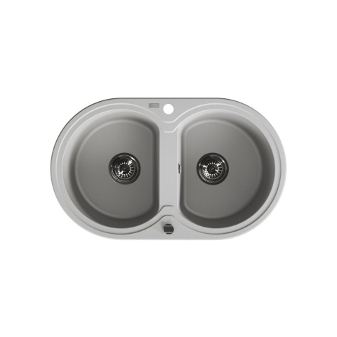 LAVEO DAFNE SBD 520T - ZLEWOZMYWAK GRANITOWY 2-KOMOROWY OKRĄGŁU 78X47 CM SZARY