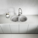 LAVEO DAFNE SBD 520T - ZLEWOZMYWAK GRANITOWY 2-KOMOROWY OKRĄGŁU 78X47 CM SZARY