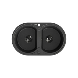 LAVEO DAFNE SBD 720T - ZLEWOZMYWAK GRANITOWY 2-KOMOROWY OKRĄGŁU 78X47 CM CZARNY