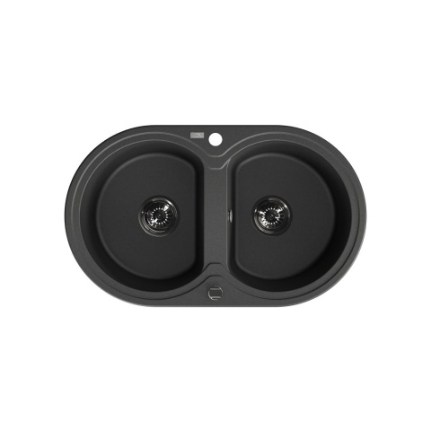 LAVEO DAFNE SBD 720T - ZLEWOZMYWAK GRANITOWY 2-KOMOROWY OKRĄGŁU 78X47 CM CZARNY