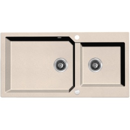 LAVEO MILOS SPM 4209 - ZLEWOZMYWAK GRANITOWY 2-KOMOROWY 98X50 CM BEŻOWY