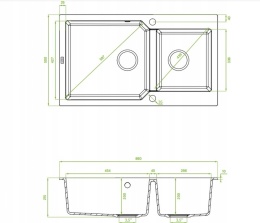 LAVEO MILOS SPM 6208 - ZLEWOZMYWAK GRANITOWY 2-KOMOROWY 86X50 CM BIAŁY
