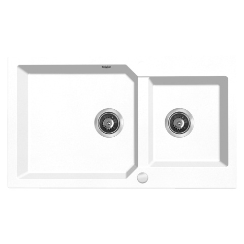 LAVEO MILOS SPM 6208 - ZLEWOZMYWAK GRANITOWY 2-KOMOROWY 86X50 CM BIAŁY