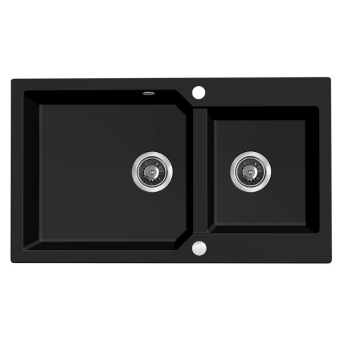 LAVEO MILOS SPM B208 - ZLEWOZMYWAK GRANITOWY 2-KOMOROWY 86X50 CM CZARNY MONOKOLOR