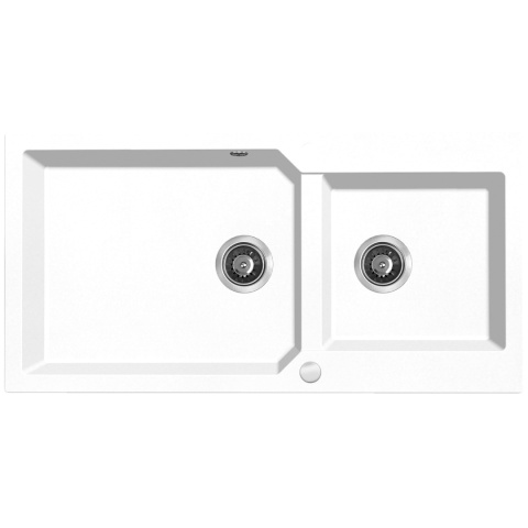 LAVEO MILOS SPM 6209 - ZLEWOZMYWAK GRANITOWY 2-KOMOROWY 98X50 CM BIAŁY