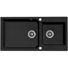 LAVEO MILOS SPM 7209 - ZLEWOZMYWAK GRANITOWY 2-KOMOROWY 98X50 CM CZARNY