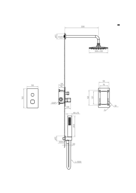 LAVEO TORES BVT 901P - ZESTAW PRZYSZNICOWY PODTYNKOWY KOMPLET GRAFIT