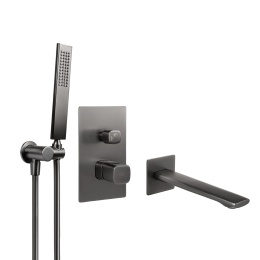 LAVEO TORES BVT 911P - ZESTAW WANNOWY PODTYNKOWY Z WYLEWKĄ KOMPLET GRAFIT