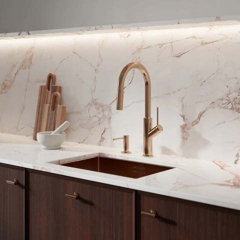 OMNIRES MODERN PROJECT MP60723CPB - DOZOWNIK MYDŁA W PŁYNIE NABLATOWY MIEDŹ SZCZOTKOWANA