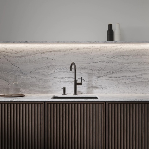 OMNIRES MODERN PROJECT MP60723GR - DOZOWNIK MYDŁA W PŁYNIE NABLATOWY GRAFIT SZCZOTKOWANY