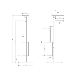OMNIRES MODERN PROJECT MP60820BL - STOJAK NA PAPIER I SZCZOTKĘ TOALETOWĄ DO WC Z PÓŁKĄ CZARNY MAT STAL NIERDZEWNA