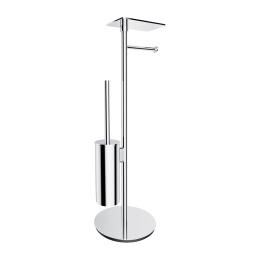 OMNIRES MODERN PROJECT MP60820CR - STOJAK NA PAPIER I SZCZOTKĘ TOALETOWĄ DO WC Z PÓŁKĄ CHROM STAL NIERDZEWNA