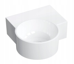 OMNIRES OVO M+ OVO335UWPBP - UMYWALKA NABLATOWA NAROŻNA WISZĄCA PRAWA BIAŁY POŁYSK 33x34