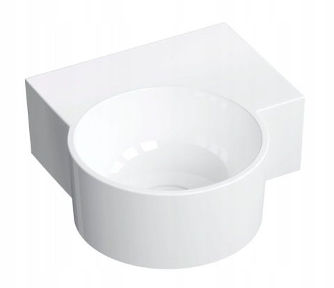 OMNIRES OVO M+ OVO335UWPBP - UMYWALKA NABLATOWA NAROŻNA WISZĄCA PRAWA BIAŁY POŁYSK 33x34