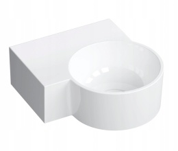 OMNIRES OVO M+ OVO335UWLBP - UMYWALKA NABLATOWA NAROŻNA WISZĄCA BIAŁY POŁYSK 33x34