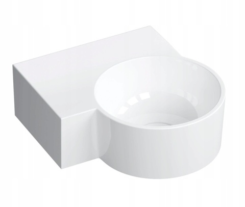 OMNIRES OVO M+ OVO335UWLBP - UMYWALKA NABLATOWA NAROŻNA WISZĄCA BIAŁY POŁYSK 33x34