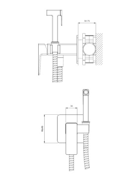 OMNIRES PARMA SYSPMBI2CR - BATERIA BIDETOWA PODTYNKOWA KWADRATOWA CHROM