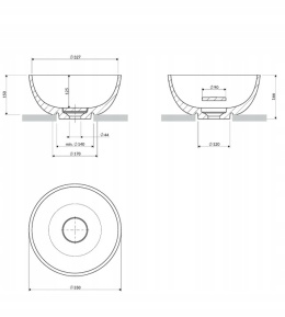 OMNIRES SHELL SHELL350UNWS - UMYWALKA NABLATOWA OKRĄGŁA BEŻOWA 35CM Z MASKOWNICĄ