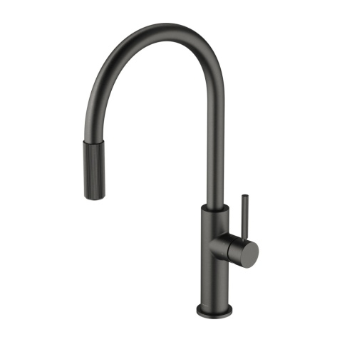 OMNIRES SWITCH SW9059GR - BATERIA KUCHENNA Z PODŁĄCZENIEM DO WODY FILTROWANEJ Z WYCIĄGANĄ WYLEWKĄ GRAFIT SZCZOTKOWANY