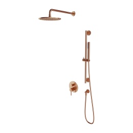 OMNIRES Y SYSY47CPB - ZESTAW PRYSZNICOWY PODTYNKOWY Z DRĄŻKIEM MIEDŹ SZCZOTKOWANA DESZCZOWNICA