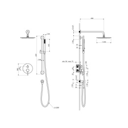 OMNIRES Y SYSY47GLB - ZESTAW PRYSZNICOWY PODTYNKOWY Z DRĄŻKIEM ZŁOTO SZCZOTKOWANE DESZCZOWNICA