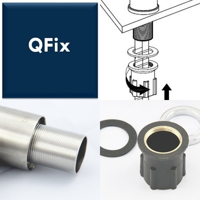 QUADRON INGRID 3523500_BLMPVDG1 BATERIA ZLEWOZMYWAKOWA WYSOKA TYPU ,,U'' Q LINE Steel Q pure carbon mat/PVD złoty