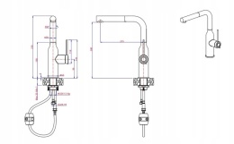 QUADRON ANGELINA 3573500_PVDG1 - BATERIA KUCHENNA STALOWA ZŁOTO SZCZOTKOWANE Z WYCIĄGANĄ WYLEWKĄ