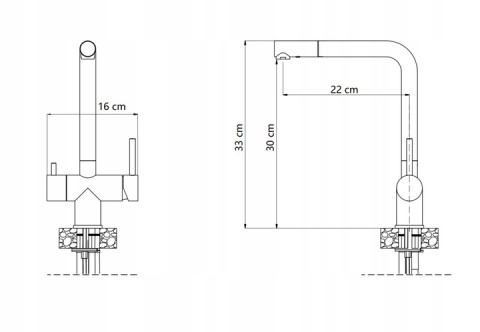 QUADRON ELLEN 3673512_PVDG1 - BATERIA KUCHENNA TRÓJDROŻNA Z PODŁĄCZENIEM WODY FILTROWANEJ ZŁOTO SZCZOTKOWANE