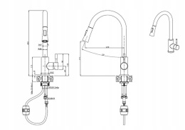 QUADRON JULIA 3673500WHM - BATERIA KUCHENNA Z WYCIĄGANĄ WYLEWKĄ ŚNIEŻNA BIEL Z RUCHOMĄ WYLEWKĄ