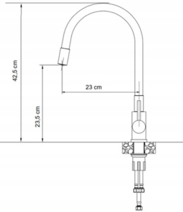 QUADRON AGNES 52141BS - BATERIA KUCHENNA STALOWA TRÓJDROŻNA Z ELASTYCZNĄ WYLEWKĄ CZARNĄ DO FILTRA WODY