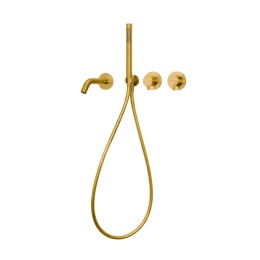 BALNEO BATERIA WANNOWA PODTYNKOWA 4-OTWOROWA ZŁOTO SZCZOTKOWANE CASCADE MODEL 3 GOLD