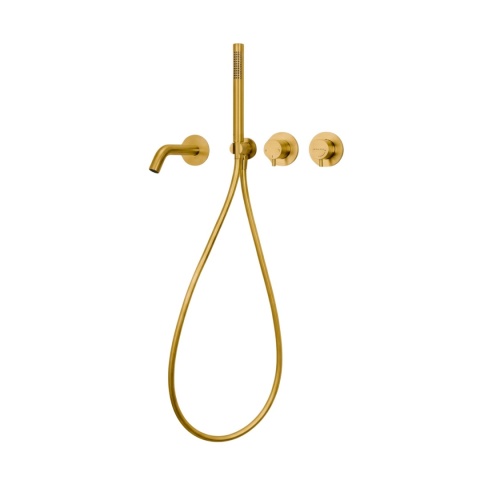 BALNEO BATERIA WANNOWA PODTYNKOWA 4-OTWOROWA ZŁOTO SZCZOTKOWANE CASCADE MODEL 3 GOLD