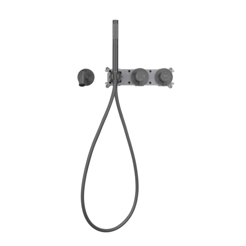 BALNEO BATERIA WANNOWA PODTYNKOWA 4-OTWOROWA GRAFIT SZCZOTKOWANY CASCADE MODEL 3 GUN METAL