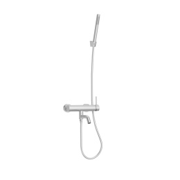 BALNEO BATERIA WANNOWA ŚCIENNA Z RUCHMOĄ WYLEWKĄ I ZESTAWEM PRYSZNICOWYM INOX SZCZOTKOWANY CASCADE MODEL 1 INOX