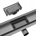 BALNEO DUPLEX GUN METAL NEXT 80 - ODPŁYW LINIOWY 80 CM GŁĘBOKI OSADNIK DWUSTRONNY, STAL NIERDZEWNA GRAFIT