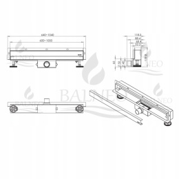 BALNEO W-DRAIN NEXT BLACK 100 - ODPŁYW LINIOWY ŚCIENNY CZARNY MAT 100 CM DWUSTRONNY STAL NIERDZEWNA